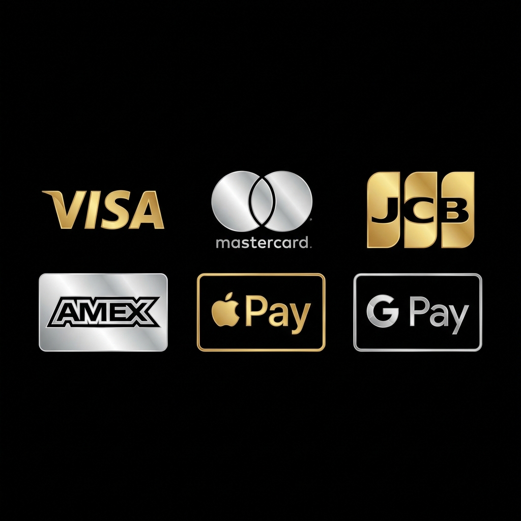 Accepted Payment Methods: VISA, Mastercard, JCB, AMEX, Apple Pay, Google Pay